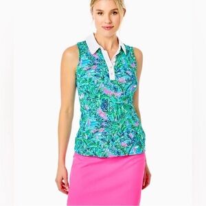 NWT Lilly Pulitzer LUXLETIC IMARA
PARFECTION POLO with golf novelty buttons